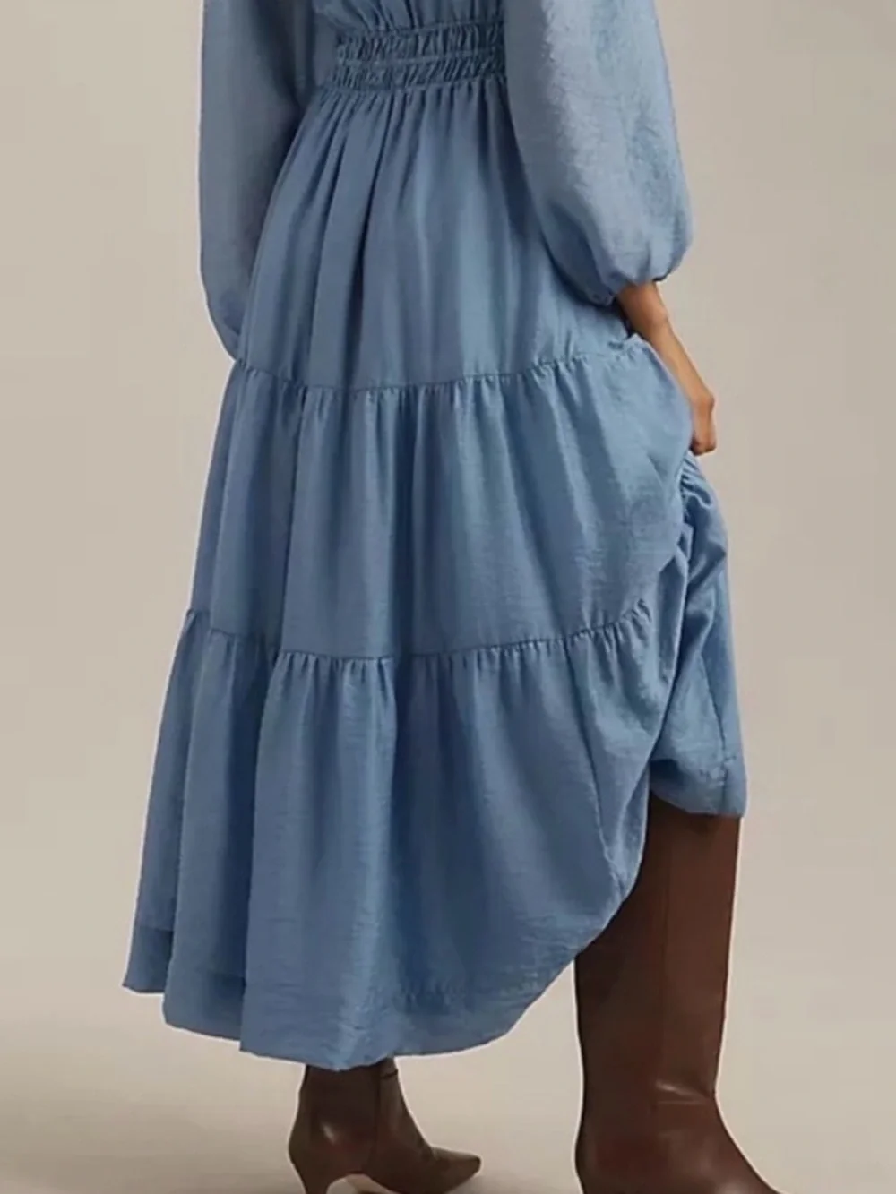 Anthropologie | NWT Iris Somerset Organza Edition Long Sleeve Boho Maxi Dress M - Picture 7 of 8